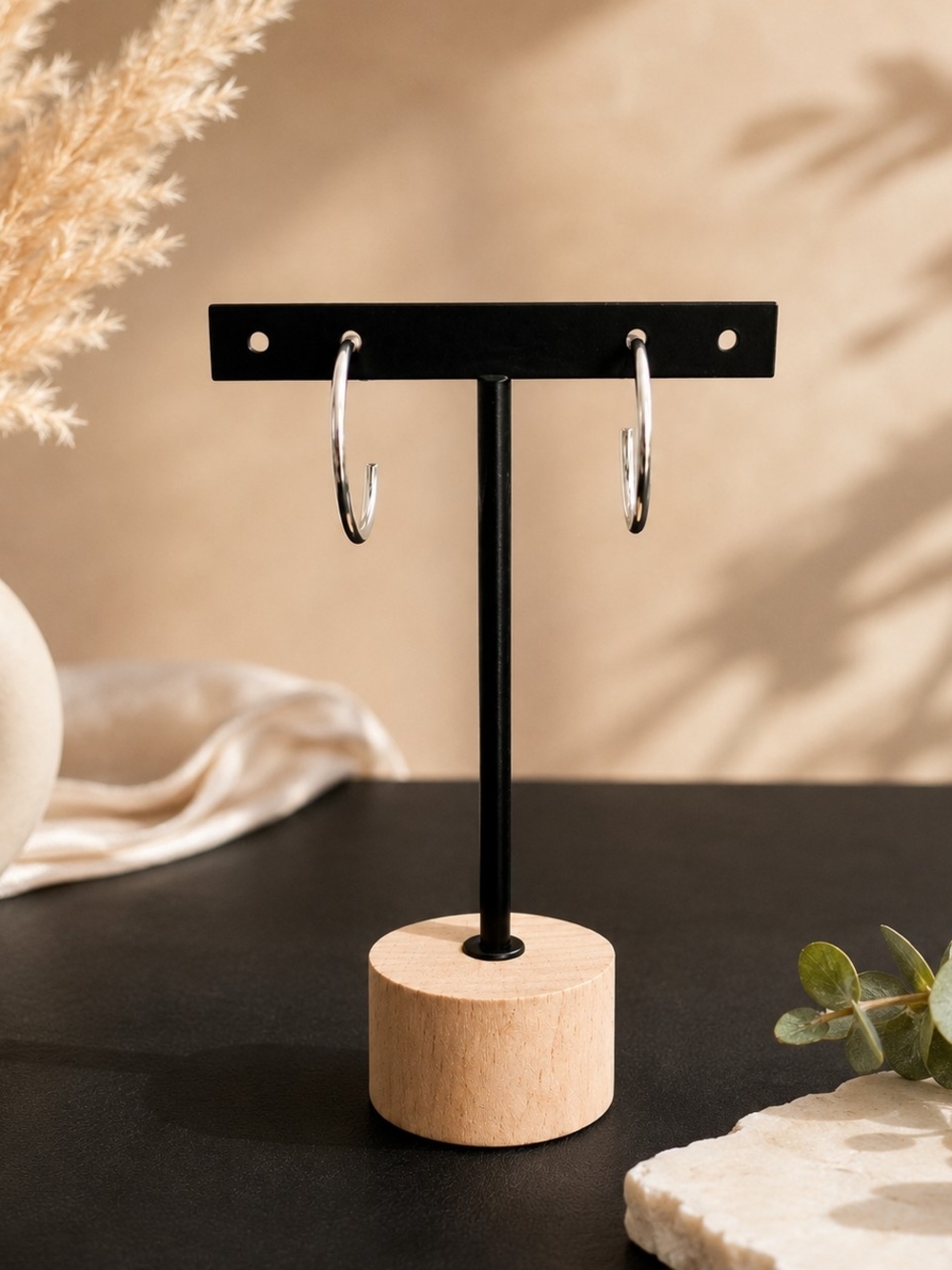 Classic Silver Hoop Earrings - Minimal Women Jewelry - Picture 2 of 6